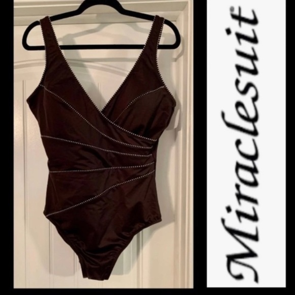 Miraclesuit One Piece Crossover Swimsuit in Chocolate Beown